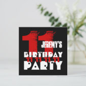 Invitation 11e anniversaire TONES CHAUDES Grunge Z04B (Debout devant)