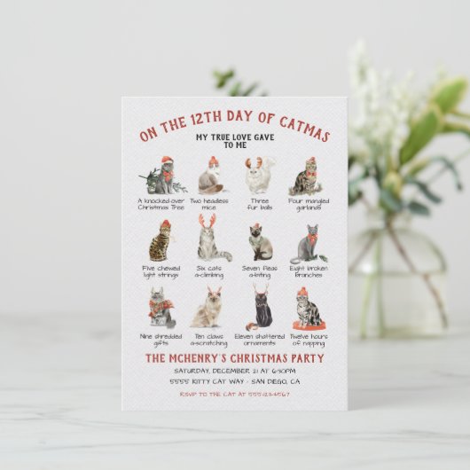 Invitation 12 Jour de Noël Fête du chat Noël Invit (Debout devant)