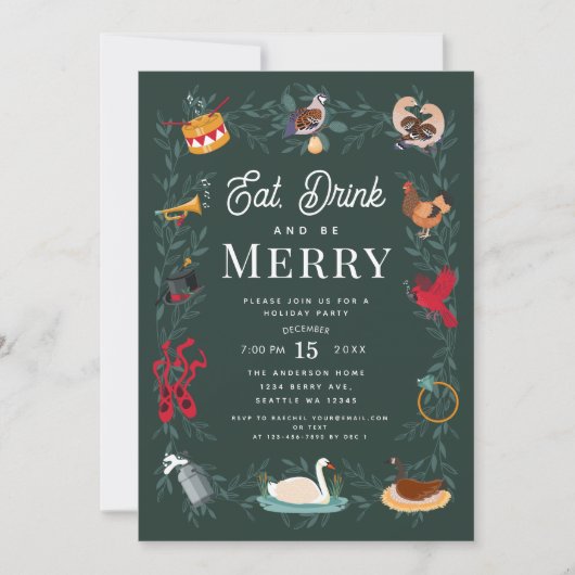 Invitation 12 Jours de Noël Fête (Devant)