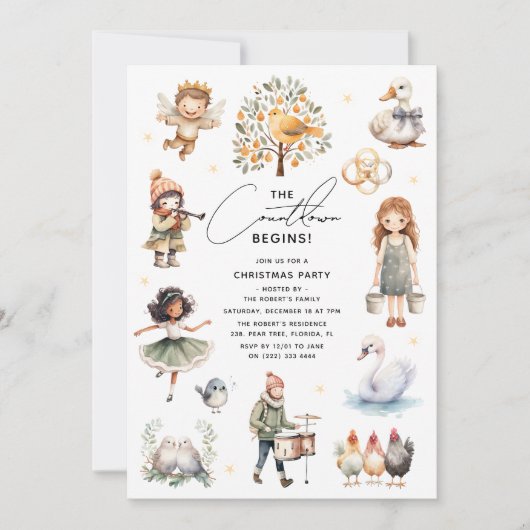 Invitation 12 jours fériés de Noël (Devant)