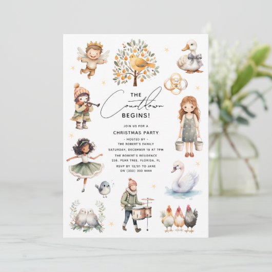 Invitation 12 jours fériés de Noël (Debout devant)