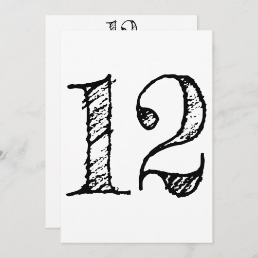 Invitation 12 numéro onze manuscrit géant (Devant / Derrière)