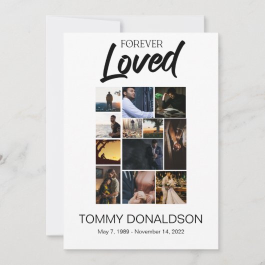 Invitation 12 Photo Collage Forever Loved Funeral Program (Devant)