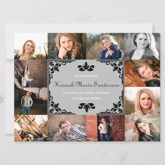 Invitation 12 Photos Collage de graduation-6x8 Grad Faire-par (Devant)