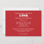 Invitation 12e, 13e, 14e fête d'anniversaire, Bicycle rouge (Dos)