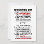 Invitation 12e anniversaire Ado moderne Black White Stars W03 (Dos)