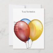 Invitation 12e Anniversaire Ballons de fête Rouge Bleu Jaune (Dos)