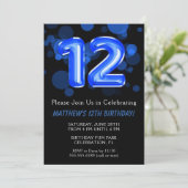 Invitation 12e anniversaire Ballons Enfants Blue Boy Party (Debout devant)