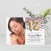 Invitation 12e anniversaire Confetti Gold Portrait (Debout devant)