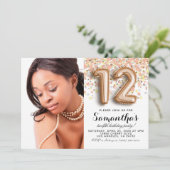 Invitation 12e anniversaire Confetti Gold Portrait (Debout devant)