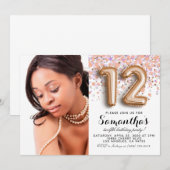 Invitation 12e anniversaire Confetti Gold Portrait (Devant / Derrière)