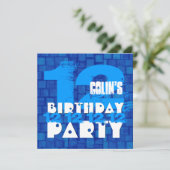 Invitation 12e anniversaire de fête Grunge BLUE Z12B (Debout devant)