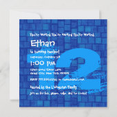 Invitation 12e anniversaire de fête Grunge BLUE Z12B (Dos)