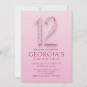 Invitation 12e anniversaire Diamants roses (Devant)