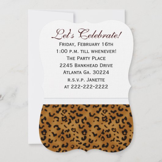 Invitation 12e anniversaire du léopard : Image:Invitation de (Dos)