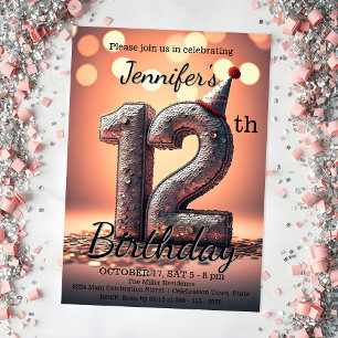 Invitation 12e anniversaire éblouissant avec Casquette de la