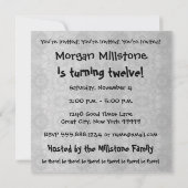 Invitation 12e anniversaire fête moderne argent Recyclé (Dos)