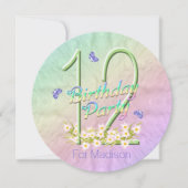 Invitation 12e anniversaire fête papillon arc-en-ciel Invitat (Devant)