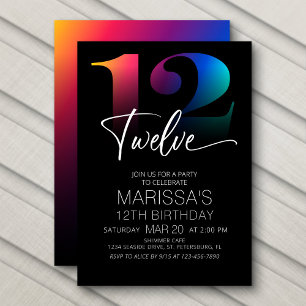 Invitation 12e anniversaire moderne