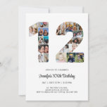 Invitation 12e anniversaire Numéro 12 photo personnalisée Col<br><div class="desc">Marquez douze années de merveilleux souvenirs et aventures avec ce captivant 12e anniversaire Numéro de photo Collage. Ce modèle personnalisable est le mélange parfait de créativité et de sentiment, vous permettant de créer un cadeau vraiment mémorable pour la journée spéciale de votre bien-aimé. Capturez l'essence d'années incroyables dans un seul...</div>