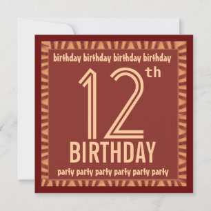 Invitation 12e anniversaire Orange and Gold Stripes D431