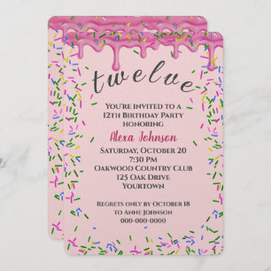 Invitation 12e Anniversaire Pink Icing Et Sprinkles