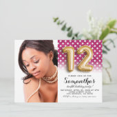 Invitation 12e anniversaire Polkadot Portrait (Debout devant)