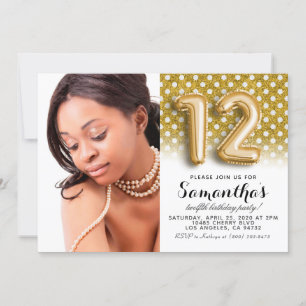 Invitation 12e anniversaire Polkadot Portrait