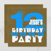 Invitation 12e fête d'anniversaire 12 ans Grunge Z12A (Devant / Derrière)