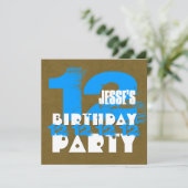 Invitation 12e fête d'anniversaire 12 ans Grunge Z12A (Debout devant)