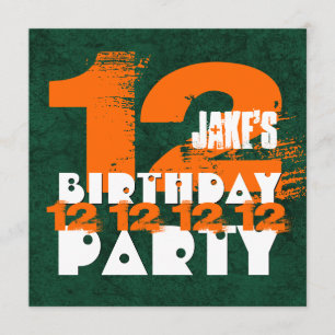 Invitation 12e fête d'anniversaire 12 ans Grunge Z12A