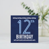 Invitation 12e fête d'anniversaire Recyclé bleu moderne (Debout devant)