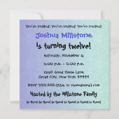 Invitation 12e fête d'anniversaire Recyclé bleu moderne (Dos)