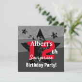 Invitation 12e TWEEN Surprise Birthday Charcoal Grunge C12 (Debout devant)