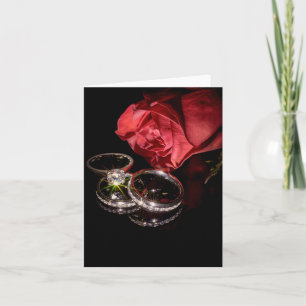 Invitation 1362-Rose rouge avec anneaux Mariages