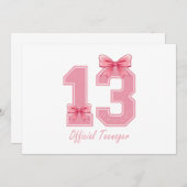 Invitation 13 ans Coquette rose Bow Officielle Adolescent 13 (Devant / Derrière)