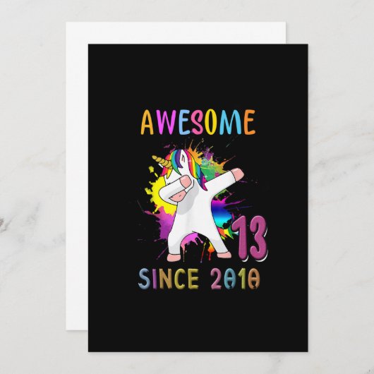 Invitation 13 Ans Unicorne Flossing 13e Anniversaire Fille T (Devant / Derrière)