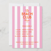 Invitation 13 Beach Club Cabana Rayures 13e Fête d'anniversai (Dos)