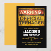 Invitation 13 Year Old Teenage Birthday Boy (Devant / Derrière)