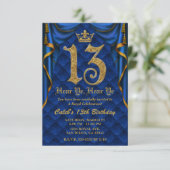 Invitation 13E 13 Anniversaire Royal Blue Gold Crown (Debout devant)