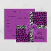 Invitation 13e Ado Anniversaire animal sauvage pou (Devant / Derrière)