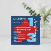 Invitation 13e Ado Anniversaire de la Marine moderne Rouge Bl (Debout devant)