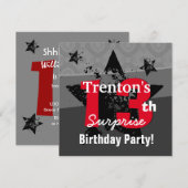 Invitation 13e ADO Surprise Anniversaire Charcoal Grunge C13 (Devant / Derrière)