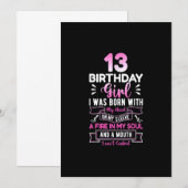 Invitation 13e anniversaire 13 ans filles amusant adolescent (Devant / Derrière)