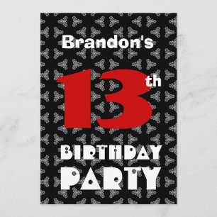 Invitation 13e anniversaire Ado moderne Motif noir et blanc