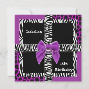 Invitation 13e anniversaire adolescent Animal sauv