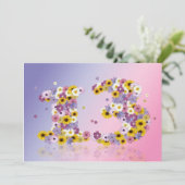 Invitation 13e anniversaire, avec des lettres fleuries (Debout devant)