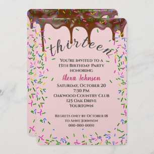Invitation 13e Anniversaire Avec Glace Au Chocolat Et Saupoud