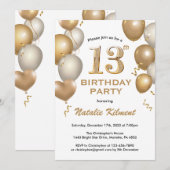 Invitation 13e anniversaire Ballons de Parties scintillant bl (Devant / Derrière)