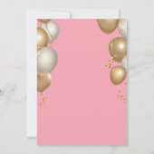 Invitation 13e anniversaire Balloons rose et or Confetti (Dos)